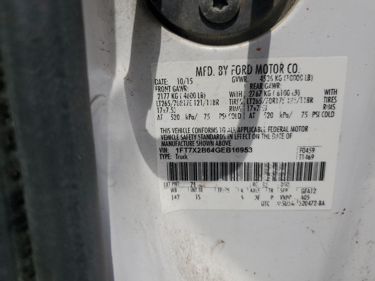 2016 Ford F250 Super Duty VIN: 1FT7X2B64GEB16953 Lot: 70679215