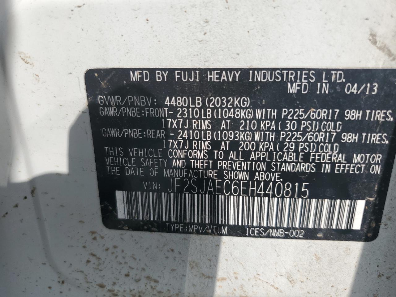 2014 Subaru Forester 2.5I Premium VIN: JF2SJAEC6EH440815 Lot: 67353205