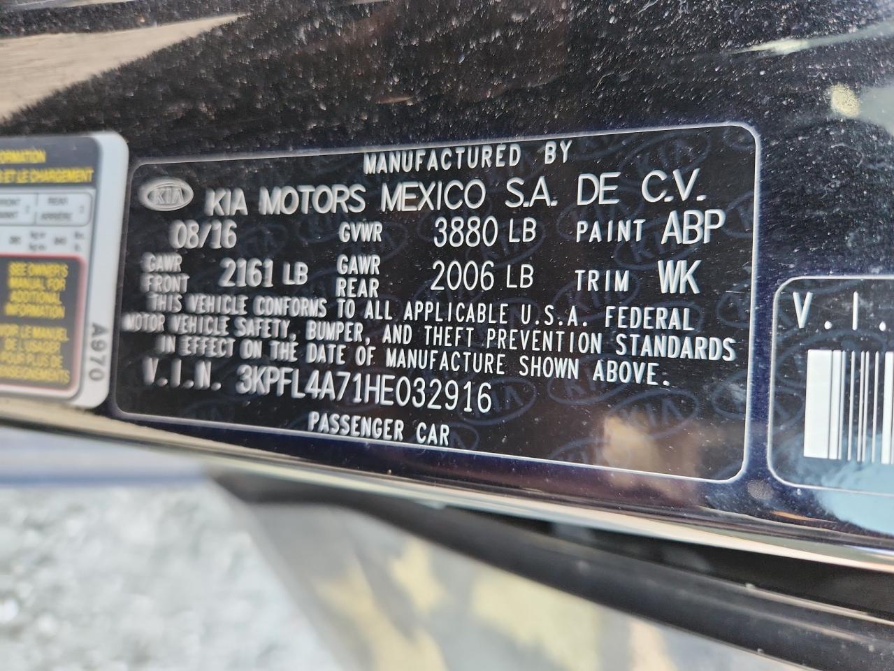 2017 Kia Forte Lx VIN: 3KPFL4A71HE032916 Lot: 70256375