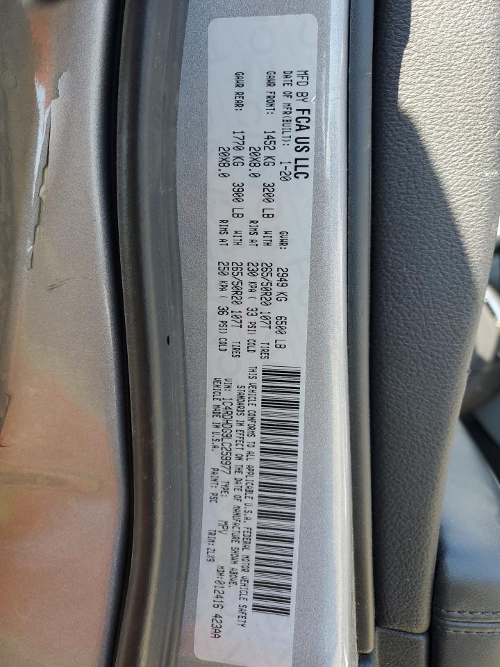 2020 Dodge Durango Gt VIN: 1C4RDHDG9LC259977 Lot: 68038805