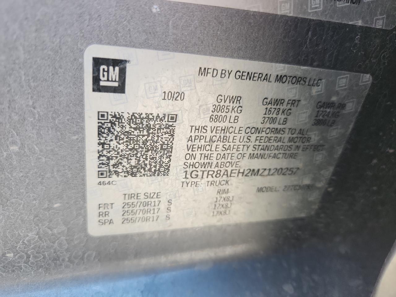 2021 GMC Sierra C1500 VIN: 1GTR8AEH2MZ120257 Lot: 69695335