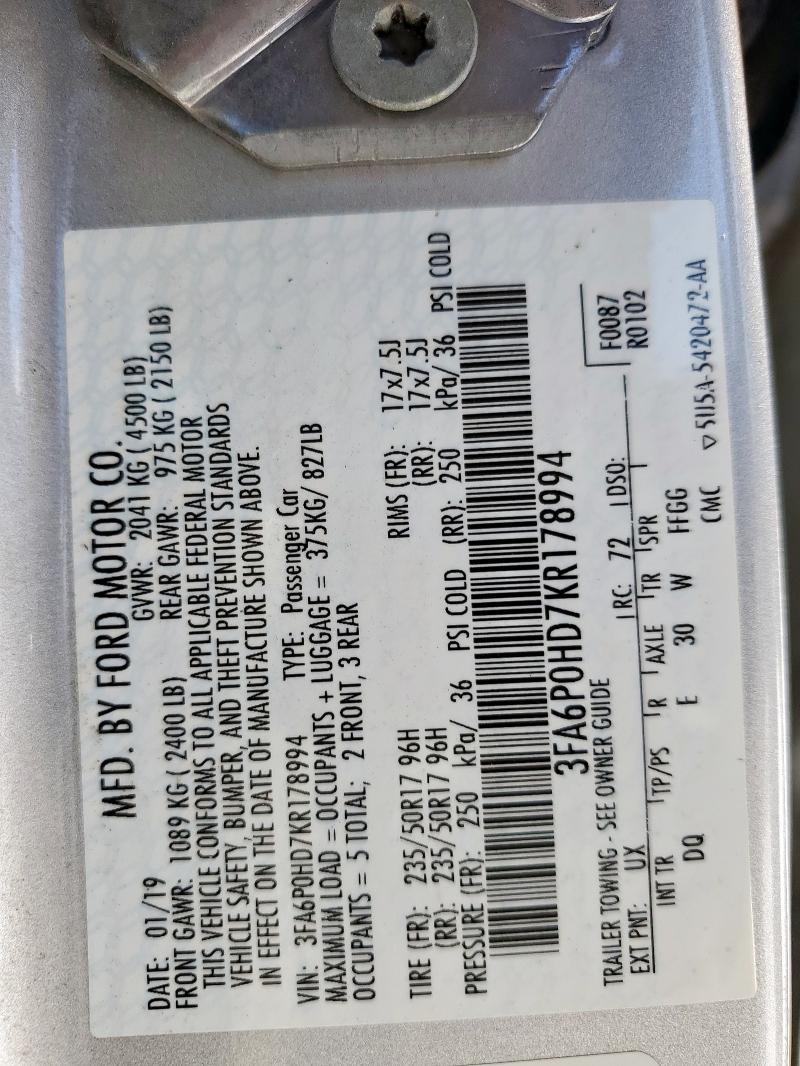 2019 FORD FUSION SE