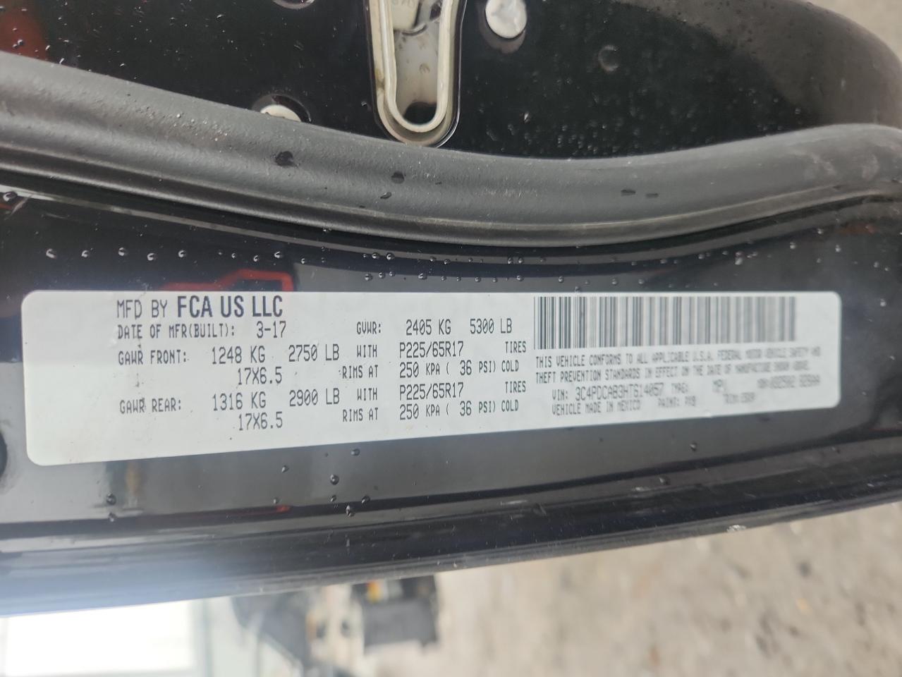 2017 Dodge Journey Se VIN: 3C4PDCAB3HT614057 Lot: 69992625