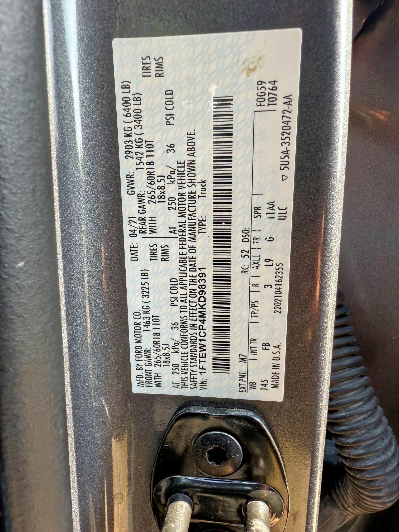 2021 FORD F150 SUPERCREW  