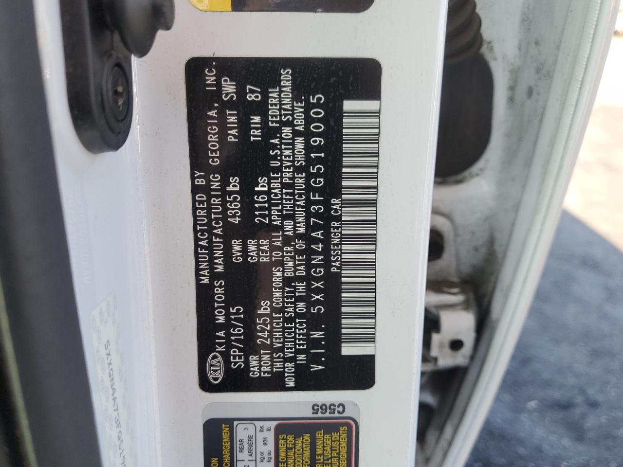 2015 Kia Optima Ex VIN: 5XXGN4A73FG519005 Lot: 70961945