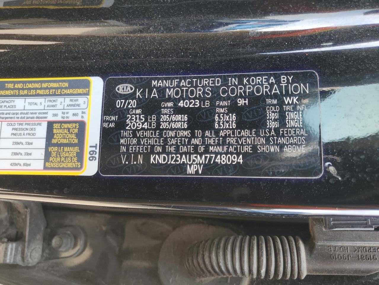 2021 Kia Soul Lx VIN: KNDJ23AU5M7748094 Lot: 69626295