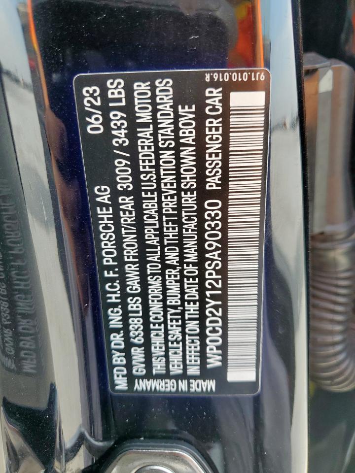 2023 Porsche Taycan Gts Sport Turismo VIN: WP0CD2Y12PSA90330 Lot: 70390625