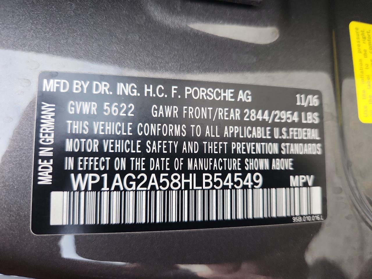 2017 Porsche Macan Gts VIN: WP1AG2A58HLB54549 Lot: 70378575