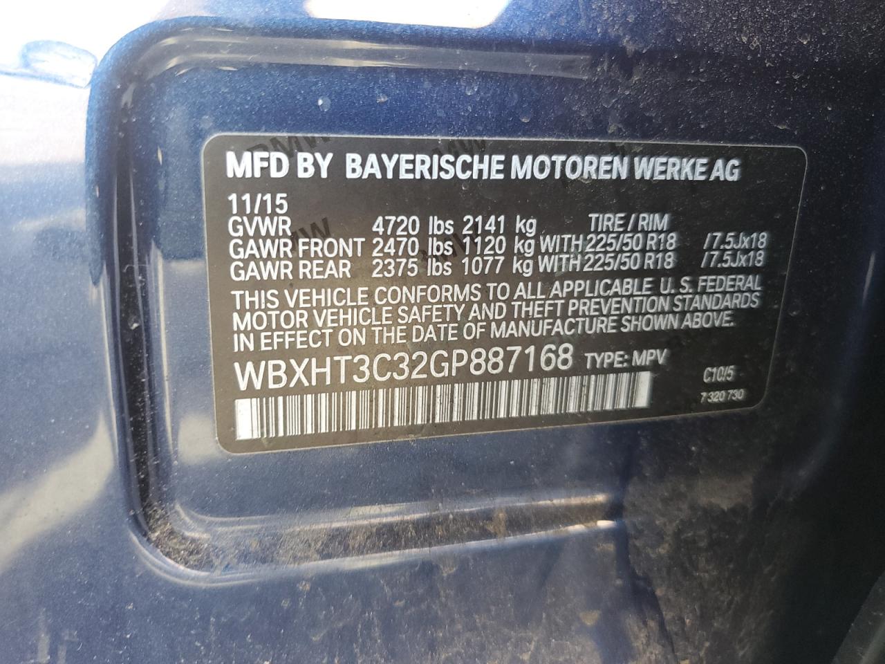 2016 BMW X1 xDrive28I VIN: WBXHT3C32GP887168 Lot: 68434265