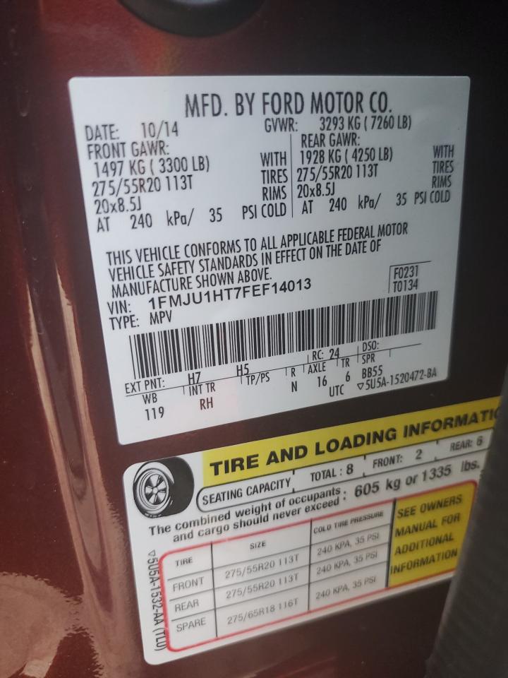 2015 Ford Expedition Xlt VIN: 1FMJU1HT7FEF14013 Lot: 68452775