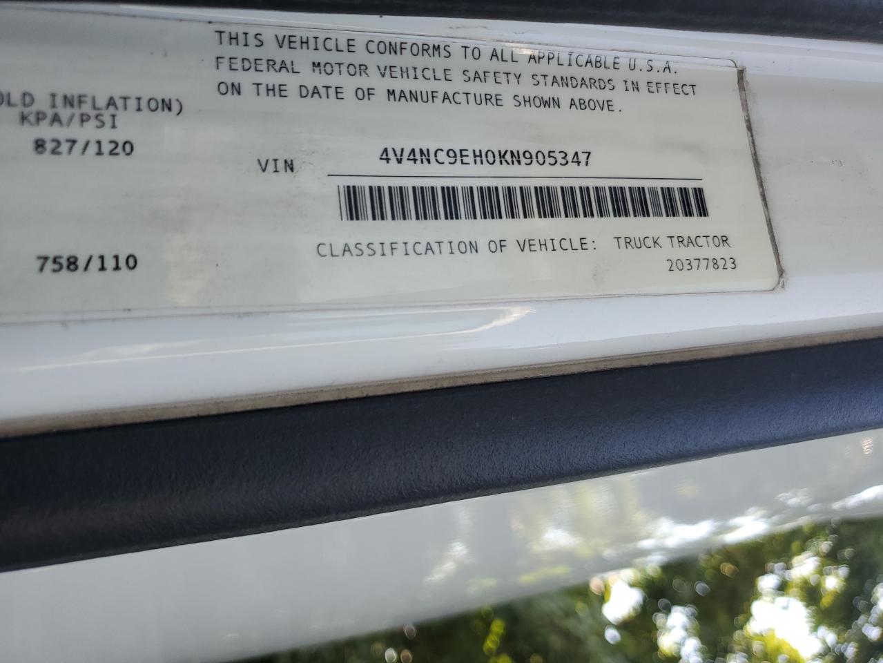 2019 Volvo Vnl Semi Truck VIN: 4V4NC9EH0KN905347 Lot: 65925905