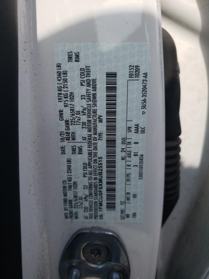 2021 Ford Escape S VIN: 1FMCU0F6XMUB25515 Lot: 67441215