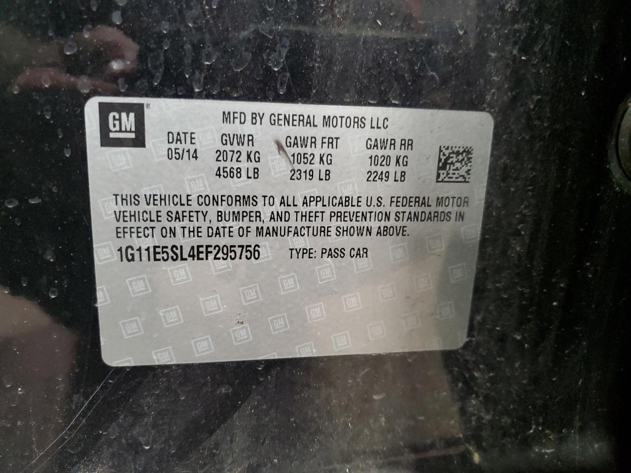 2014 Chevrolet Malibu 2Lt VIN: 1G11E5SL4EF295756 Lot: 70844735