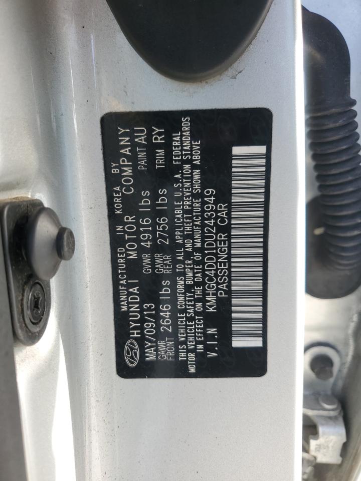 2013 Hyundai Genesis 3.8L VIN: KMHGC4DD1DU243949 Lot: 69033625