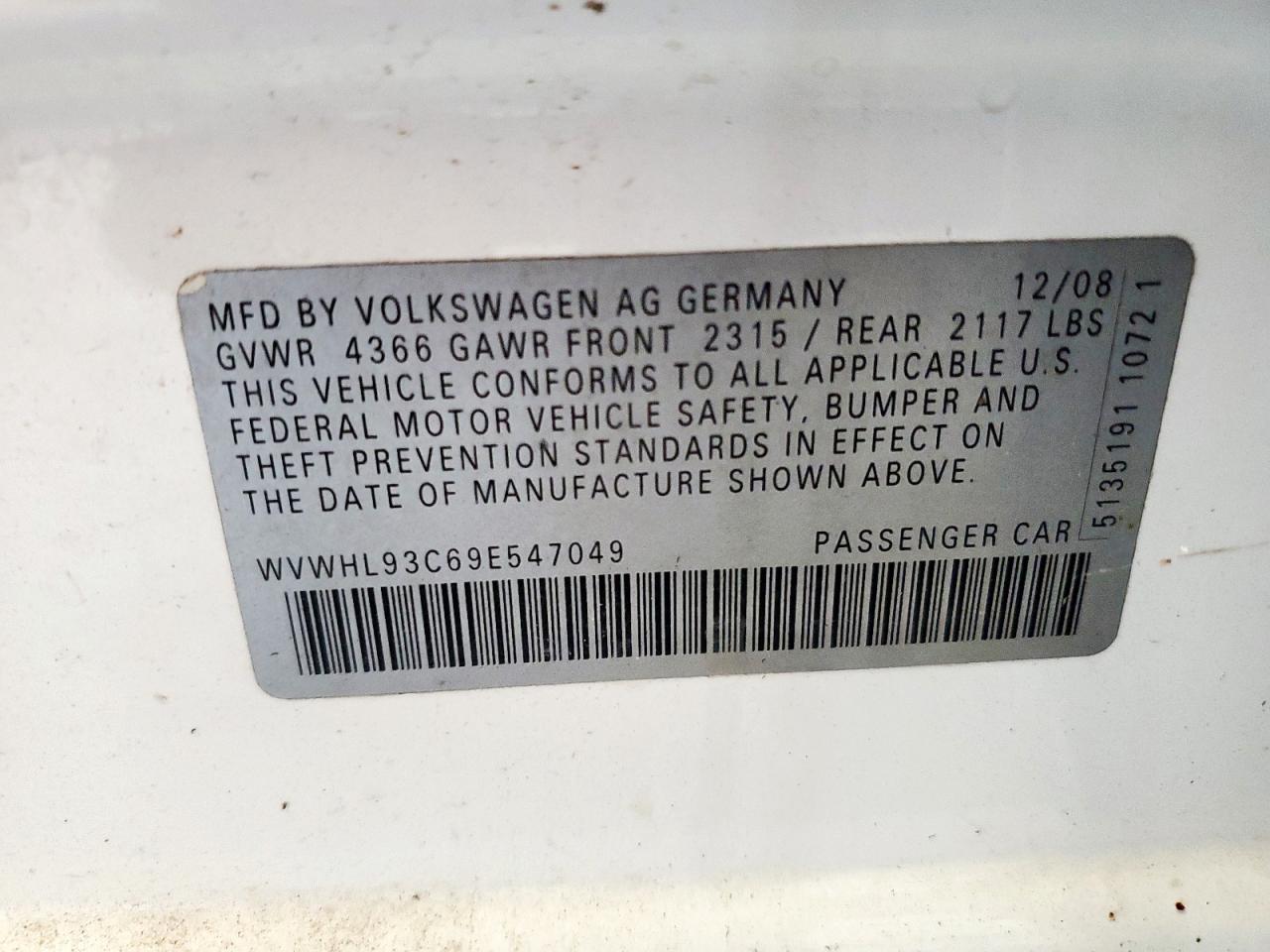 WVWHL93C69E547049 2009 Volkswagen Cc Luxury