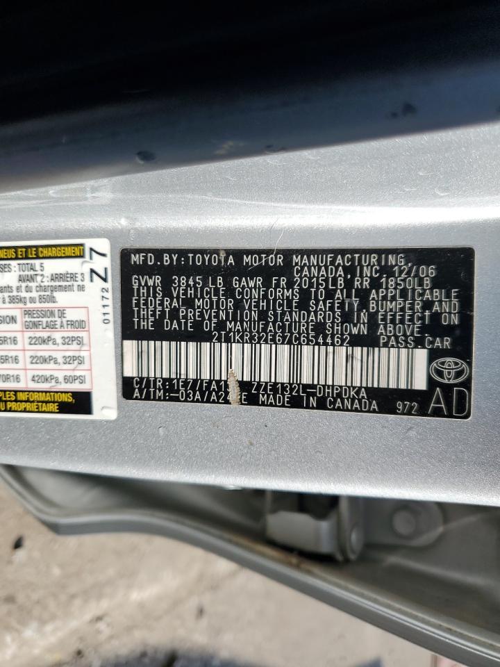 2007 Toyota Corolla Matrix Xr VIN: 2T1KR32E67C654462 Lot: 68015825