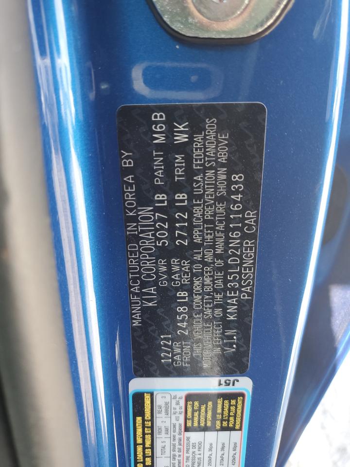 2022 Kia Stinger Gt Line VIN: KNAE35LD2N6116438 Lot: 70857115