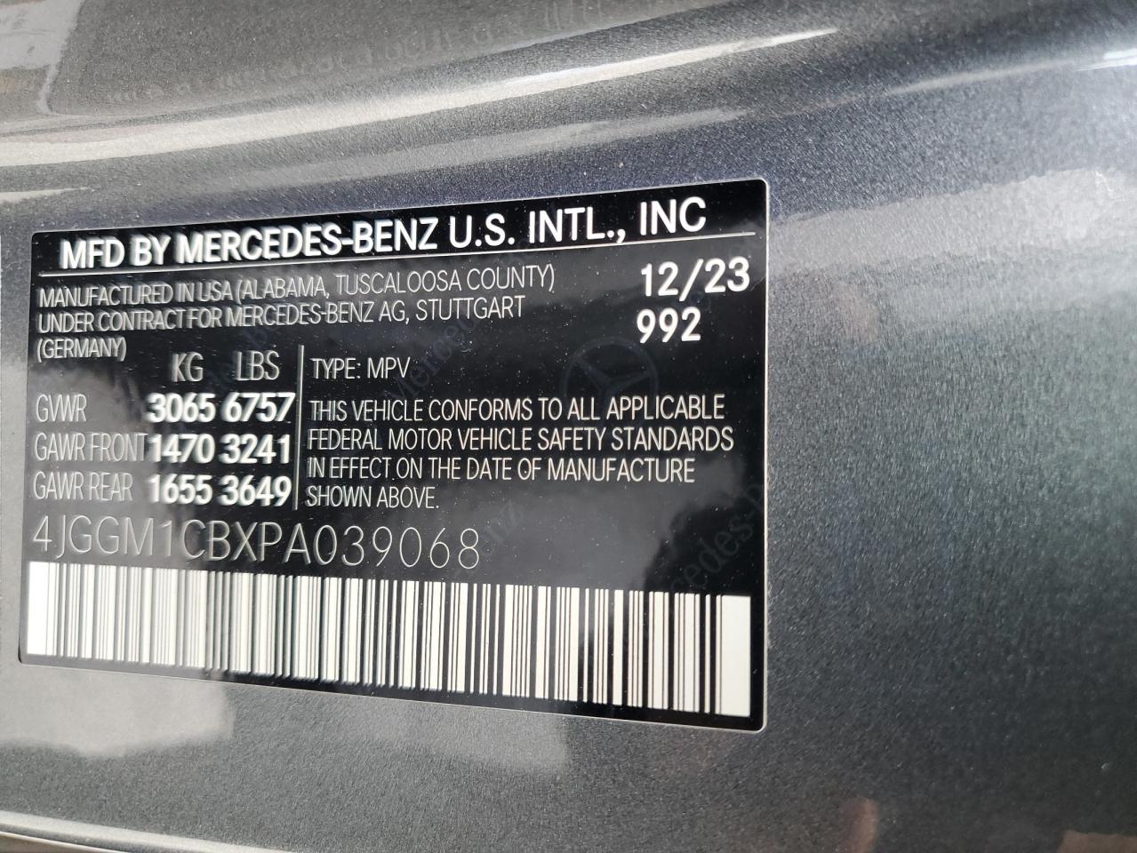 2023 Mercedes-Benz Eqe Suv 350 4Matic VIN: 4JGGM1CBXPA039068 Lot: 69464465