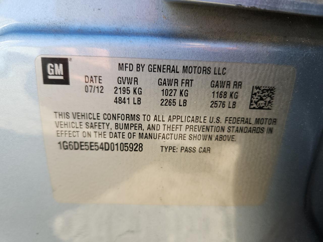 2013 Cadillac Cts Luxury Collection VIN: 1G6DE5E54D0105928 Lot: 69978305