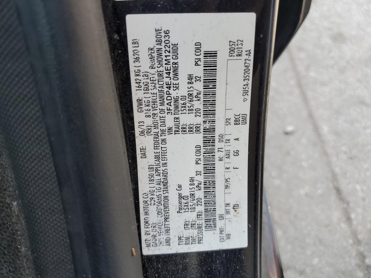 2014 Ford Fiesta Se VIN: 3FADP4EJ4EM122036 Lot: 69722615