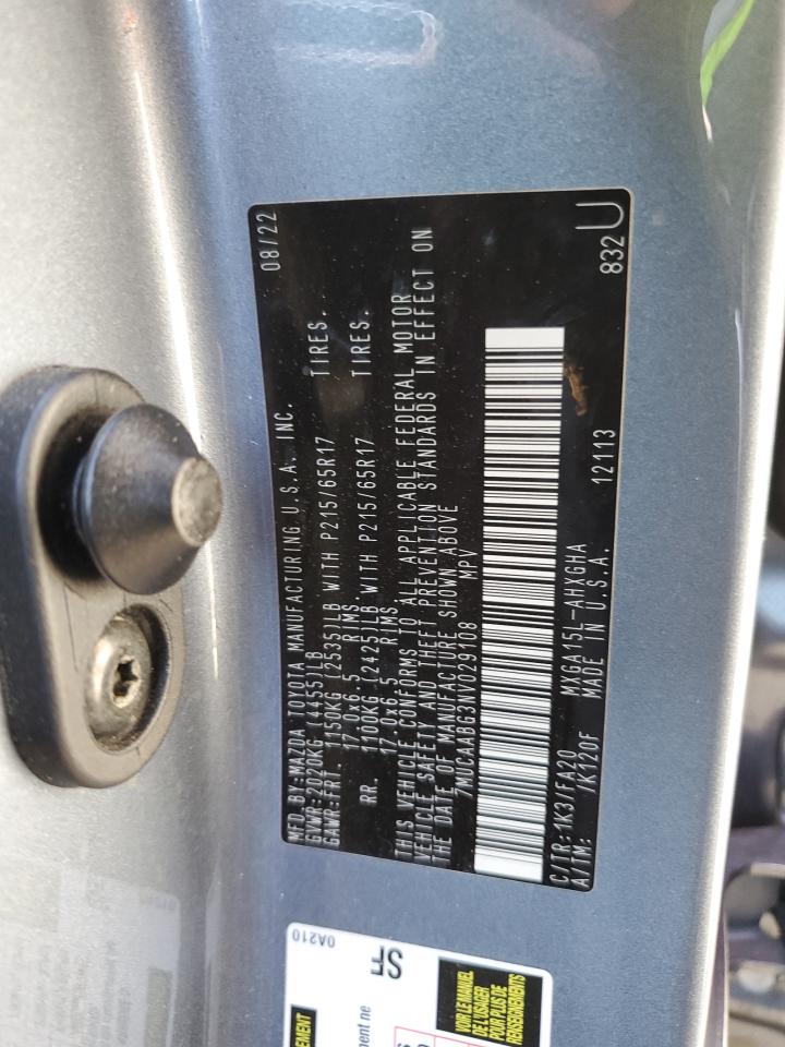 2022 Toyota Corolla Cross Le VIN: 7MUCAABG3NV029108 Lot: 68875345