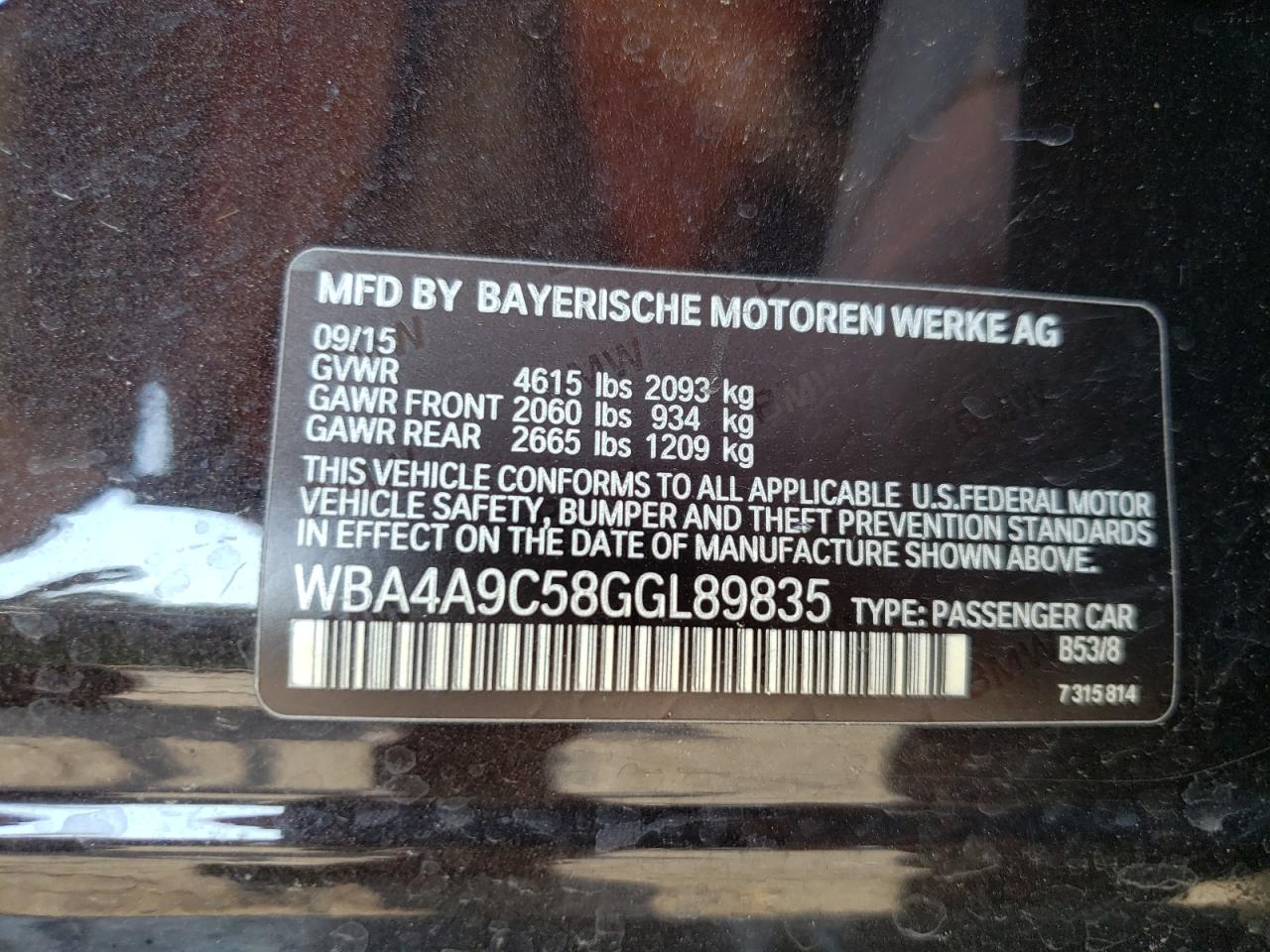 2016 BMW 428 I Gran Coupe Sulev VIN: WBA4A9C58GGL89835 Lot: 69316345