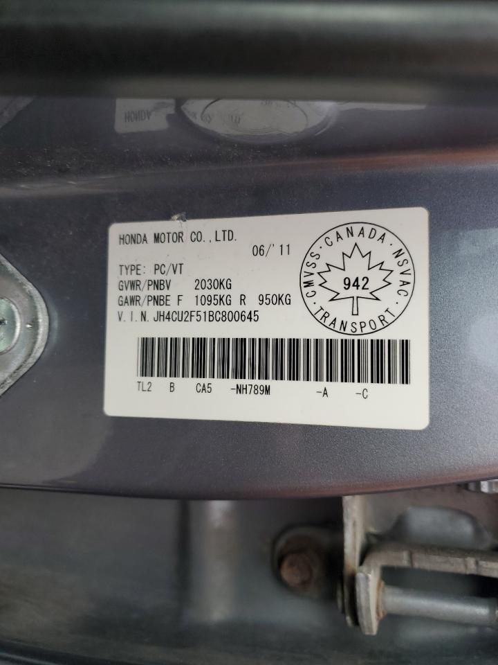 2011 Acura Tsx VIN: JH4CU2F51BC800645 Lot: 69849275