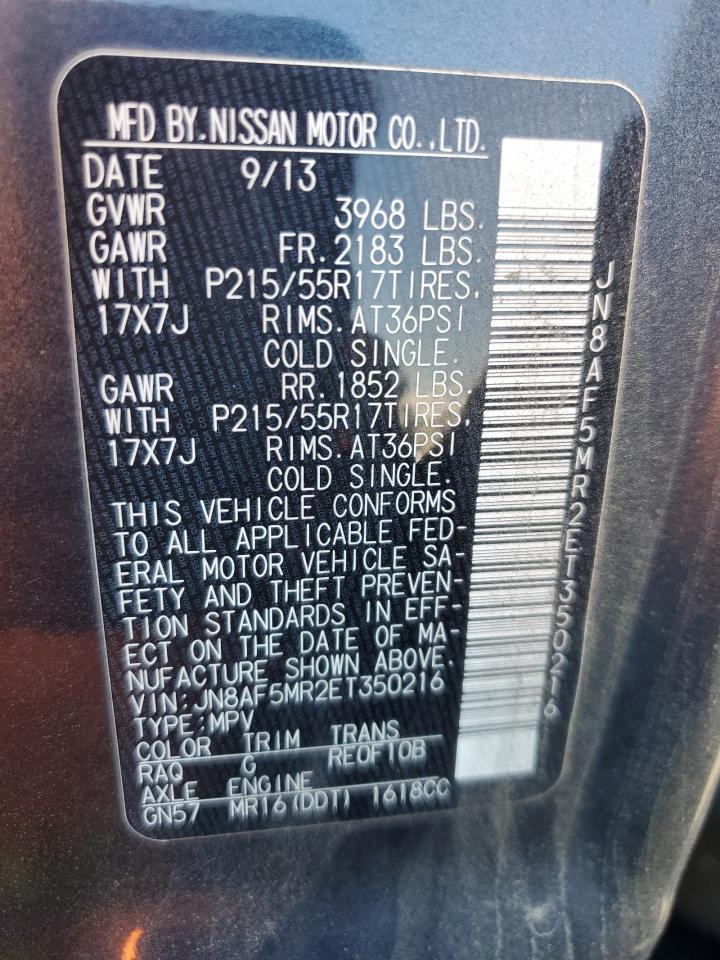 2014 Nissan Juke S VIN: JN8AF5MR2ET350216 Lot: 68833565