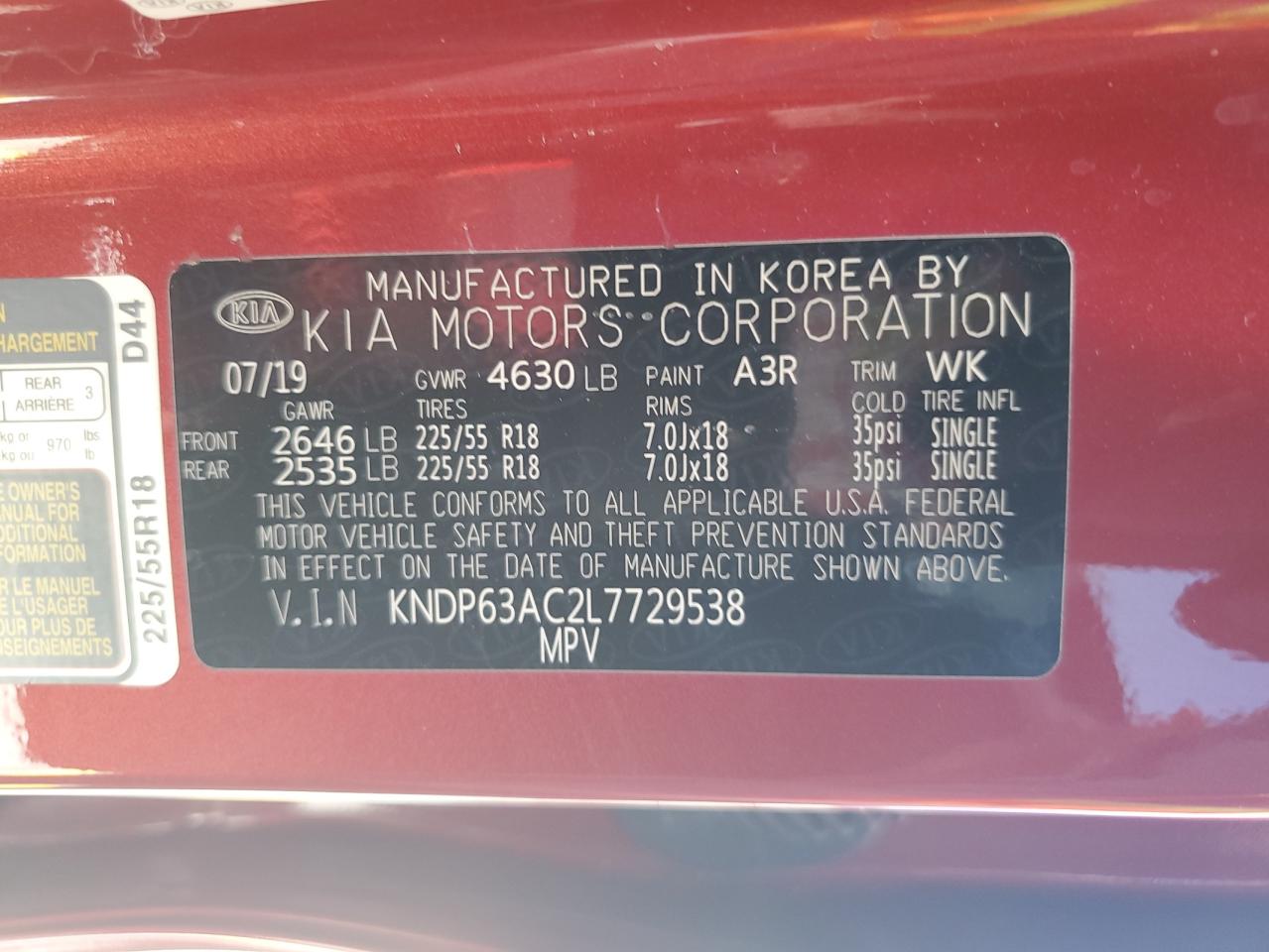 2020 Kia Sportage S VIN: KNDP63AC2L7729538 Lot: 68209225