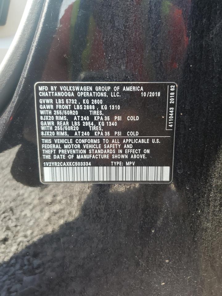 2019 Volkswagen Atlas Se VIN: 1V2YR2CAXKC503334 Lot: 68927325