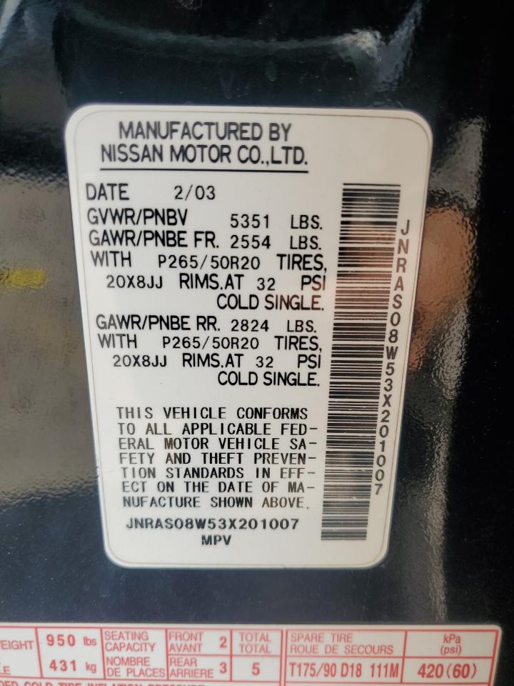 2003 Infiniti Fx35 VIN: JNRAS08W53X201007 Lot: 68018765