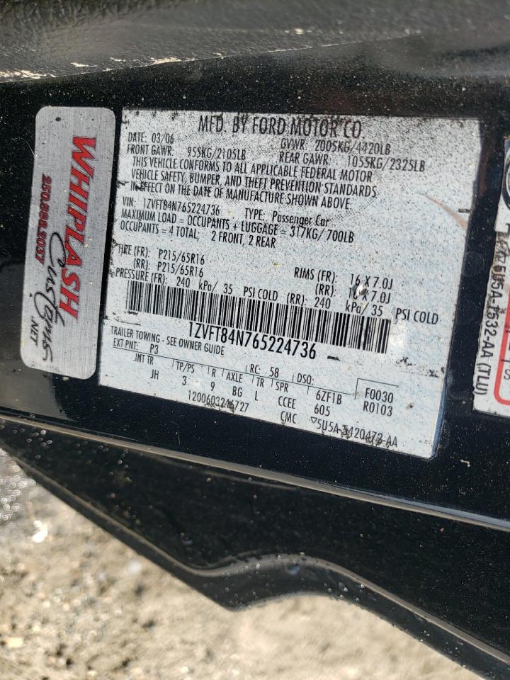 2006 Ford Mustang VIN: 1ZVFT84N765224736 Lot: 70350305