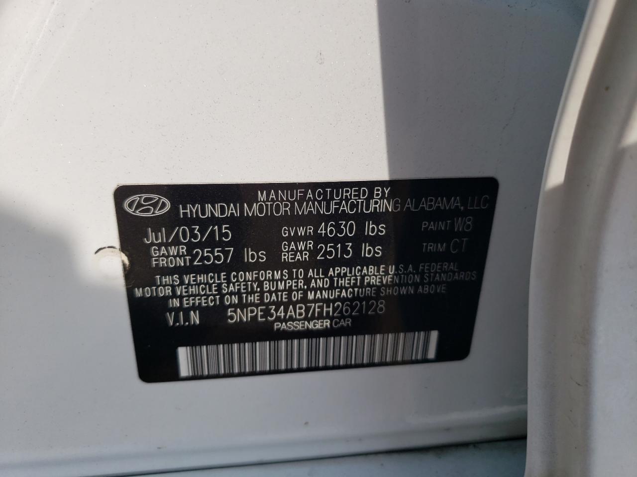 2015 Hyundai Sonata Sport VIN: 5NPE34AB7FH262128 Lot: 68826755