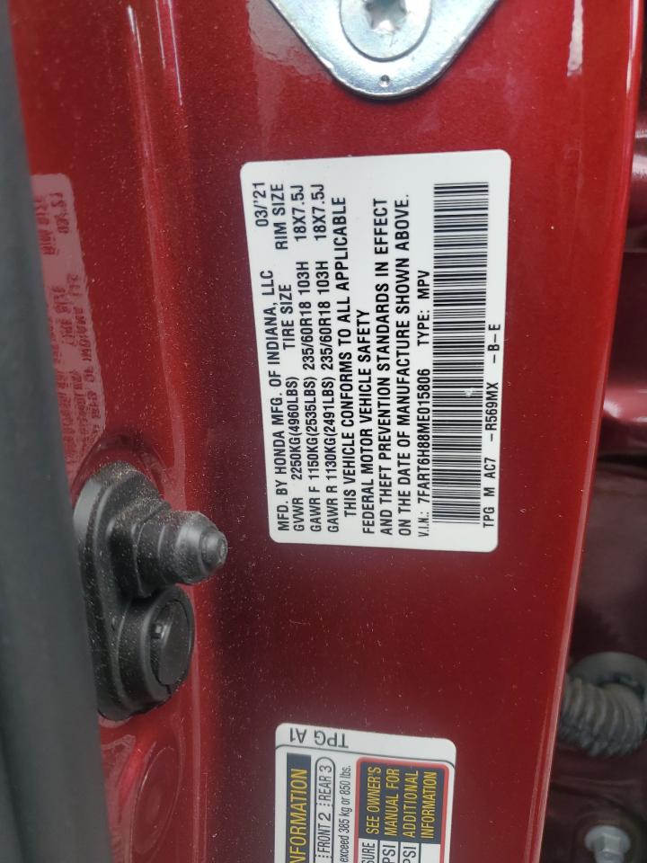 2021 Honda Cr-V Exl VIN: 7FART6H88ME015806 Lot: 70949715