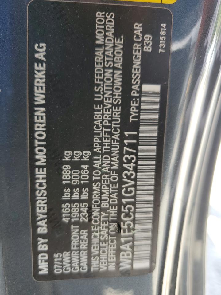 2016 BMW 228 I VIN: WBA1F5C51GV343711 Lot: 68647395