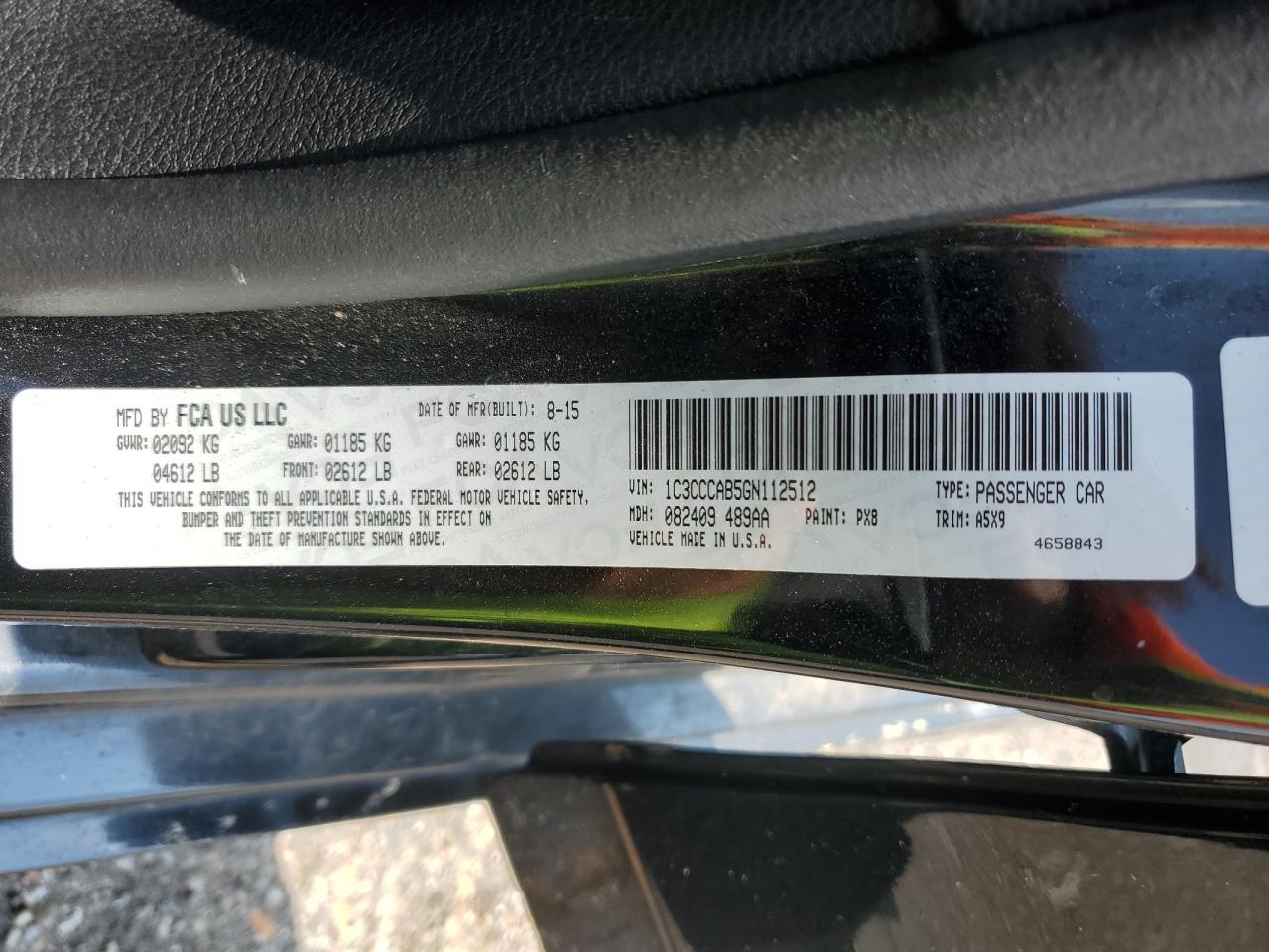 2016 Chrysler 200 Limited VIN: 1C3CCCAB5GN112512 Lot: 68882185