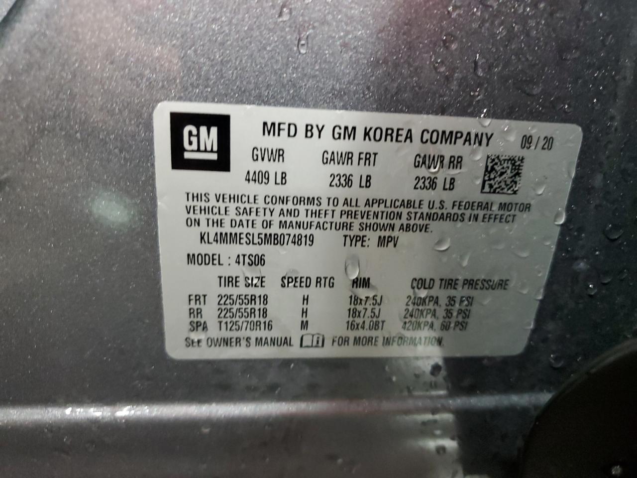 2021 Buick Encore Gx Select VIN: KL4MMESL5MB074819 Lot: 67659665