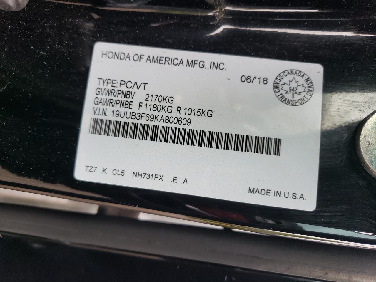 2019 Acura Tlx Technology VIN: 19UUB3F69KA800609 Lot: 69602245