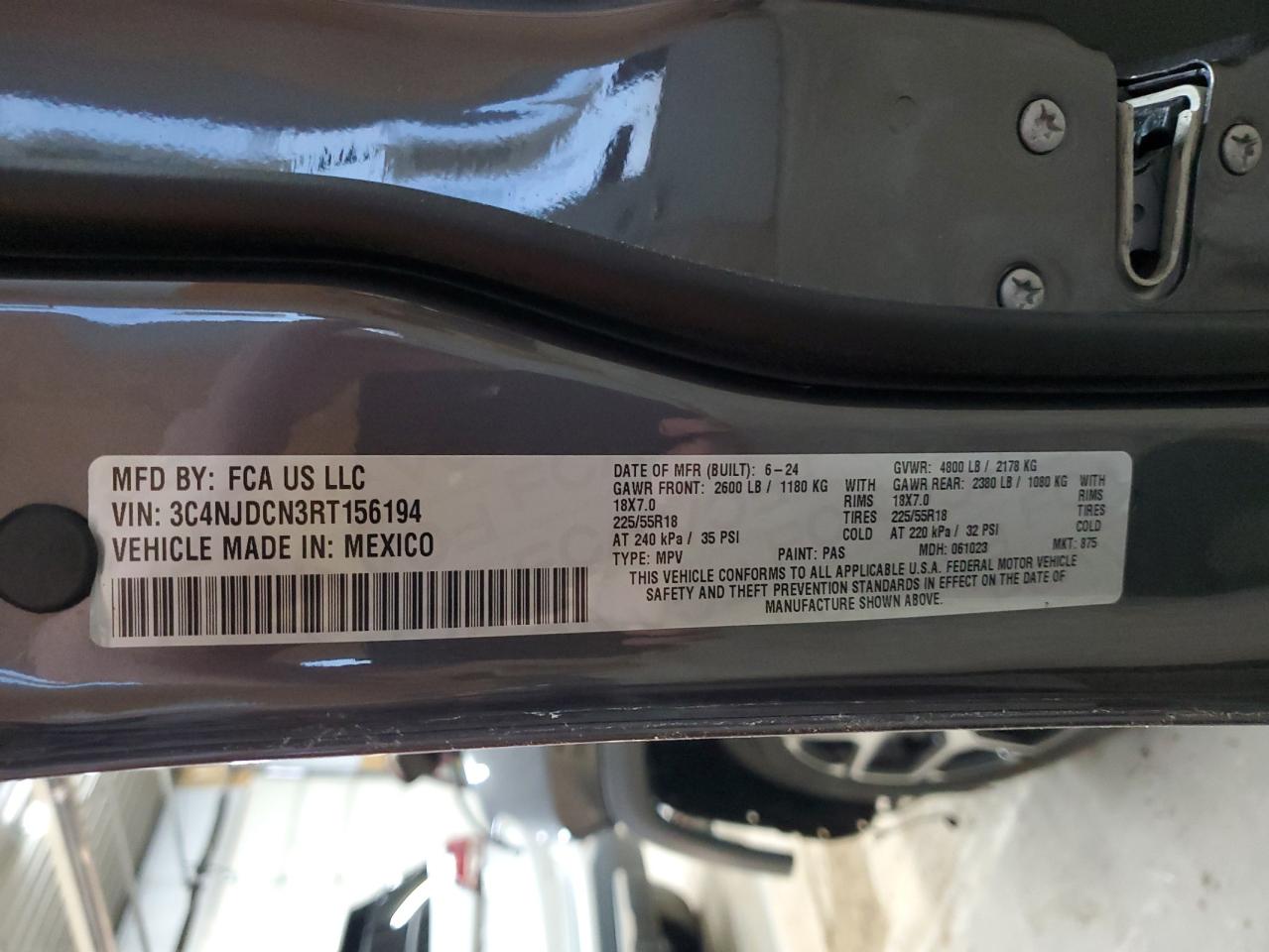 2024 Jeep Compass Limited VIN: 3C4NJDCN3RT156194 Lot: 69207855