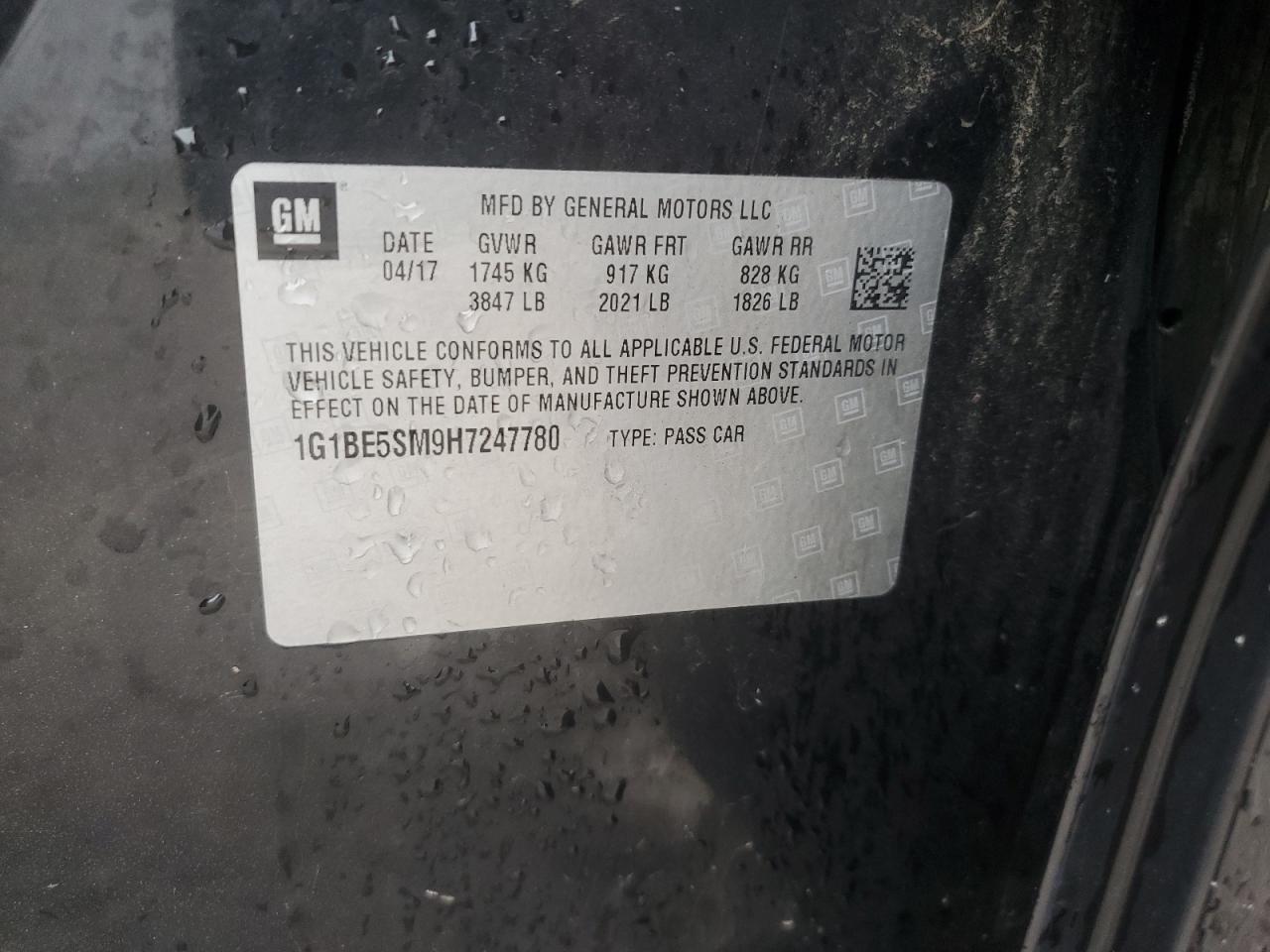 2017 Chevrolet Cruze Lt VIN: 1G1BE5SM9H7247780 Lot: 65445285