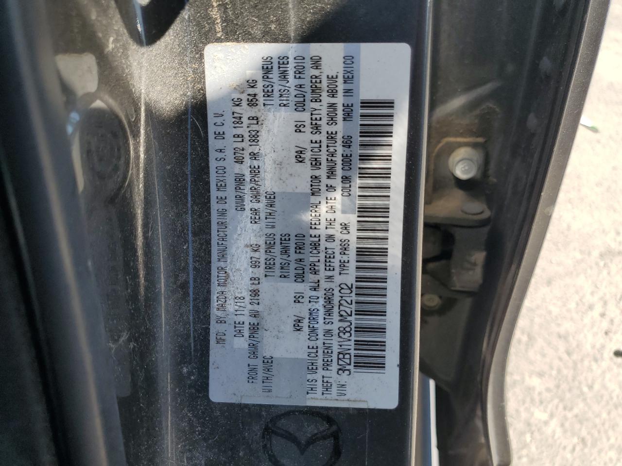 2018 Mazda 3 Touring VIN: 3MZBN1V38JM272102 Lot: 68662695