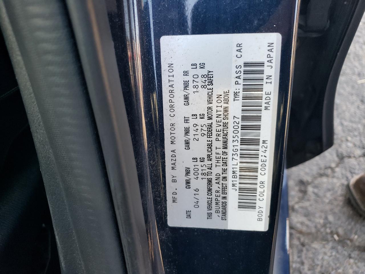 2016 Mazda 3 Touring VIN: JM1BM1L73G1350027 Lot: 70044165