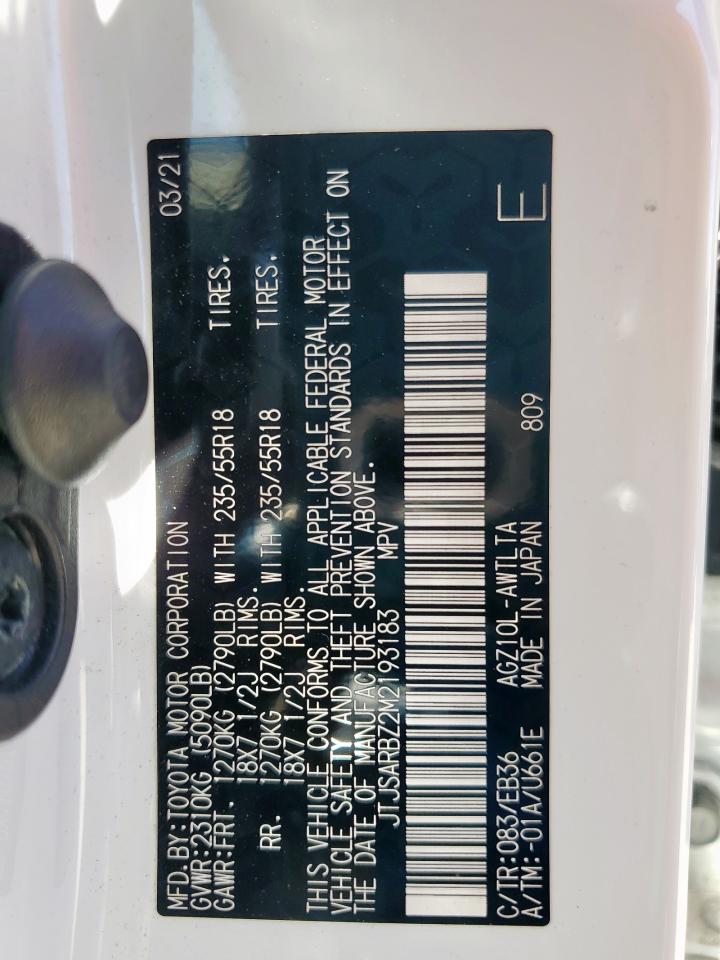 2021 Lexus Nx 300 Base VIN: JTJSARBZ2M2193183 Lot: 68812745