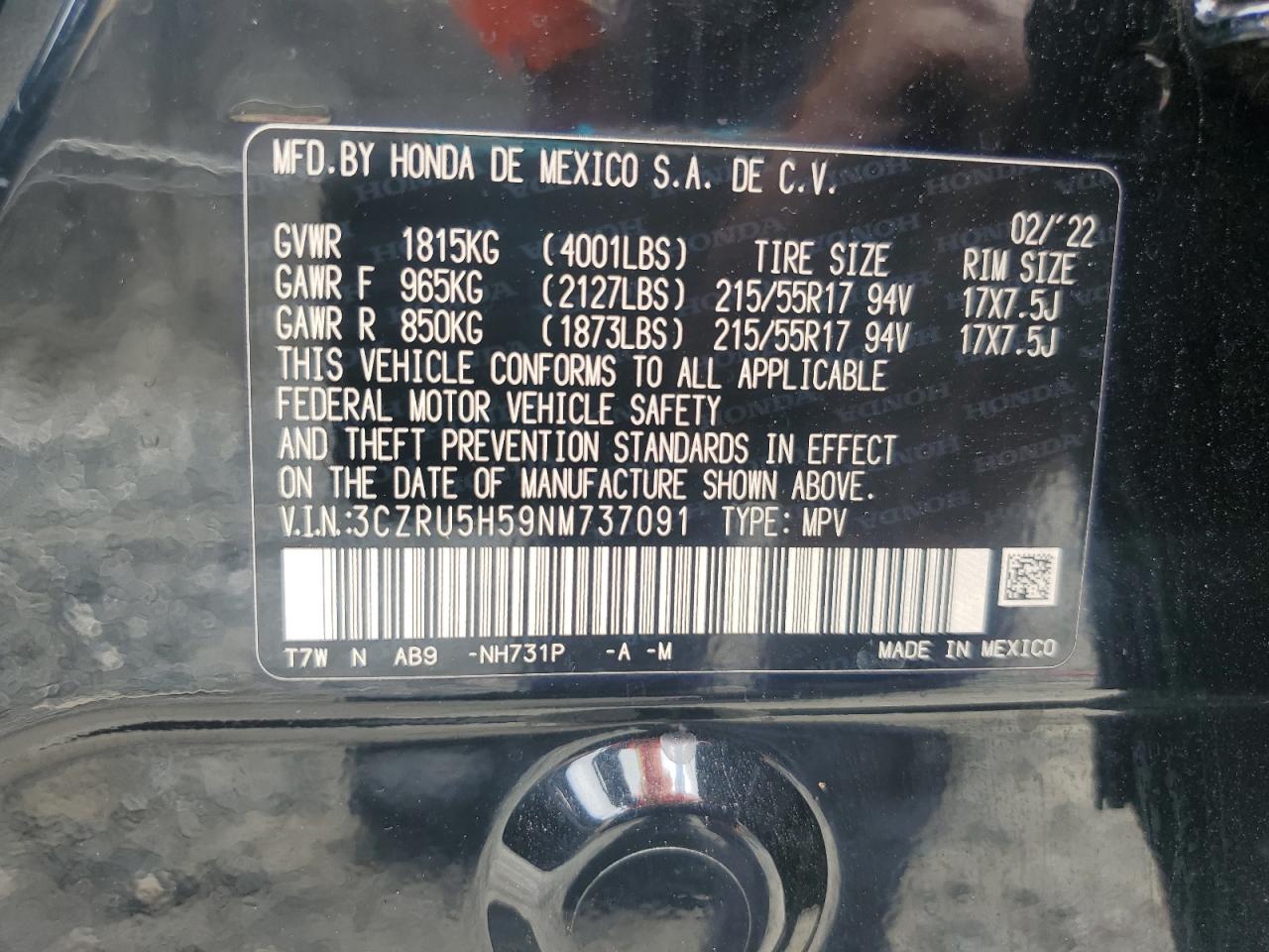 2022 Honda Hr-V Ex VIN: 3CZRU5H59NM737091 Lot: 70603295