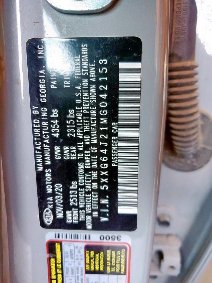 2021 Kia K5 Gt Line VIN: 5XXG64J21MG042153 Lot: 67785325