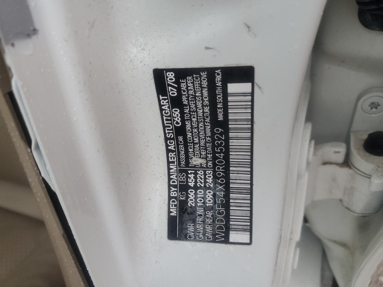 2009 Mercedes-Benz C 300 VIN: WDDGF54X69R045329 Lot: 68192765