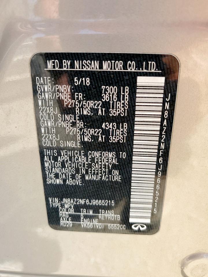 2018 Infiniti Qx80 Base VIN: JN8AZ2NF6J9665215 Lot: 68258755