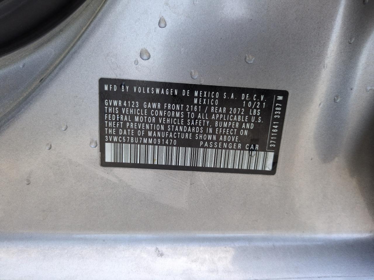 2021 Volkswagen Jetta S VIN: 3VWC57BU7MM091470 Lot: 68712335