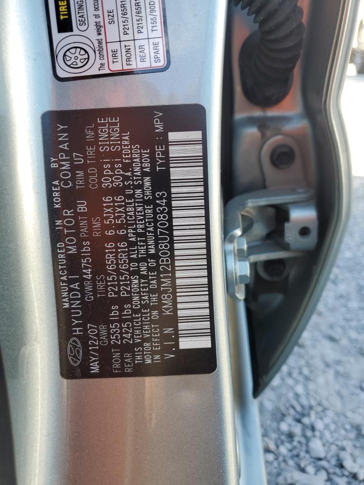 2008 Hyundai Tucson Gls VIN: KM8JM12B08U708343 Lot: 67740915