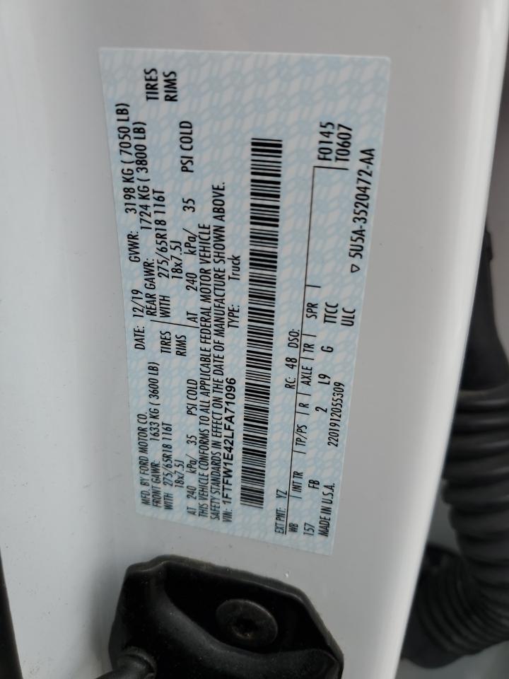 2020 Ford F150 Supercrew VIN: 1FTFW1E42LFA71096 Lot: 68755175